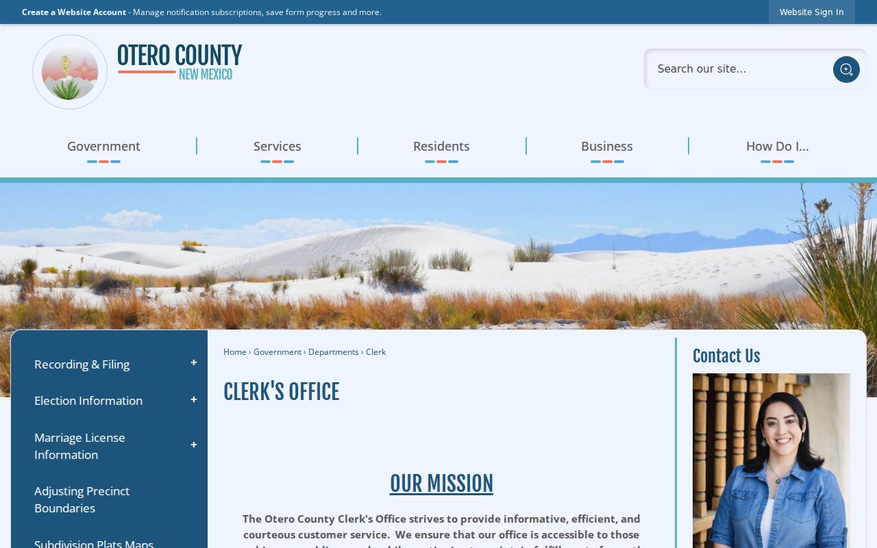 Otero County court docket search county clerk information page