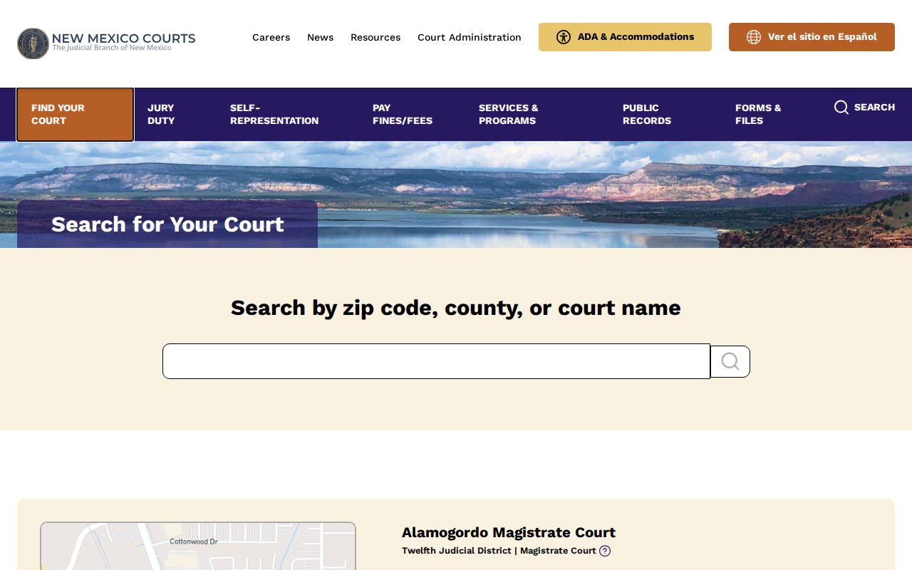 Otero County court docket search state court finder screen