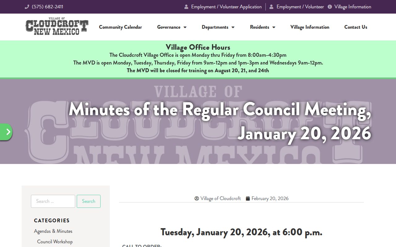 Cloudcroft court record municipal judge council minutes
