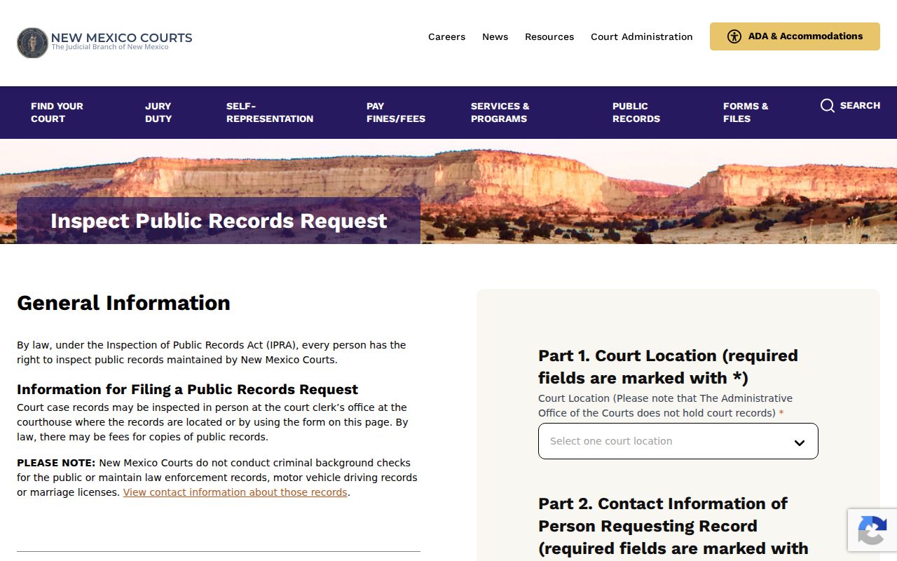Otero County court records New Mexico Courts IPRA request portal