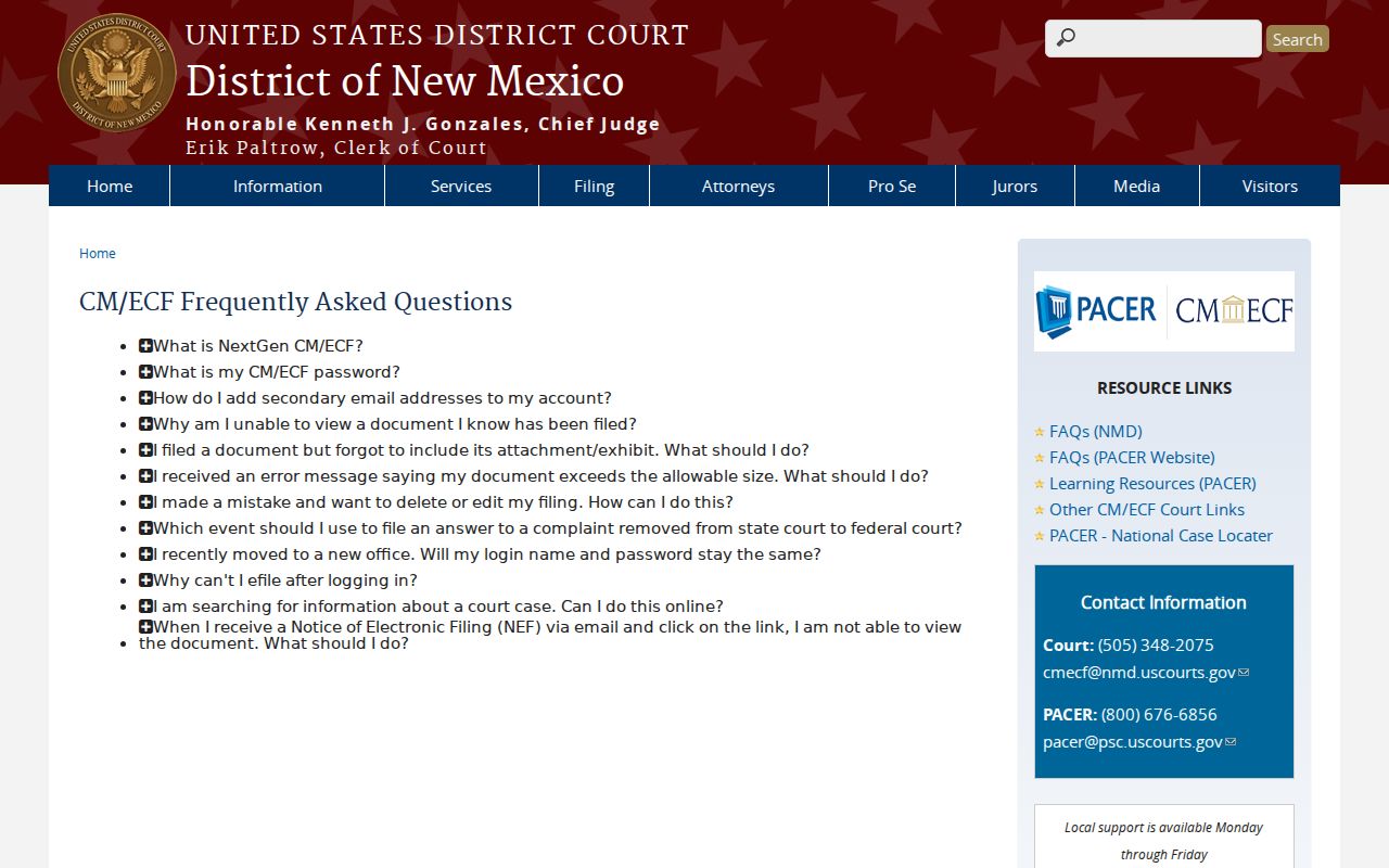 Otero County court records federal PACER access questions page